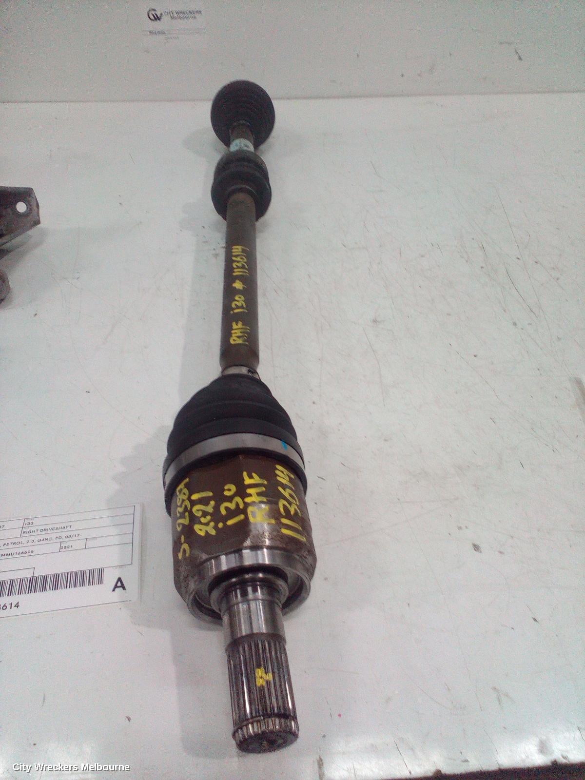 HYUNDAI I30 RIGHT DRIVESHAFT, AUTO T/M, PETROL, 2.0, G4NC, PD, 03/2017 ONWARDS - Image 1