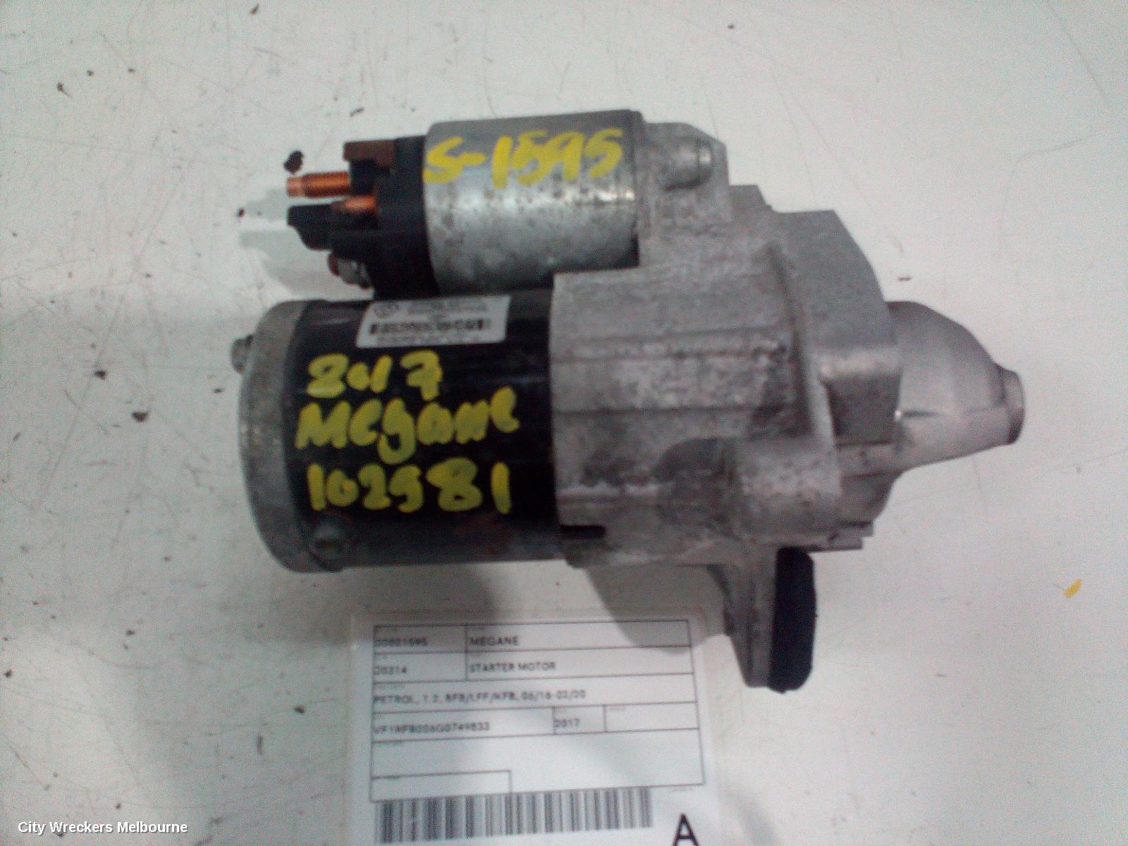 RENAULT MEGANE STARTER, PETROL, 1.2, BFB/LFF/KFB, 06/2016 - 02/2020 - Image 2