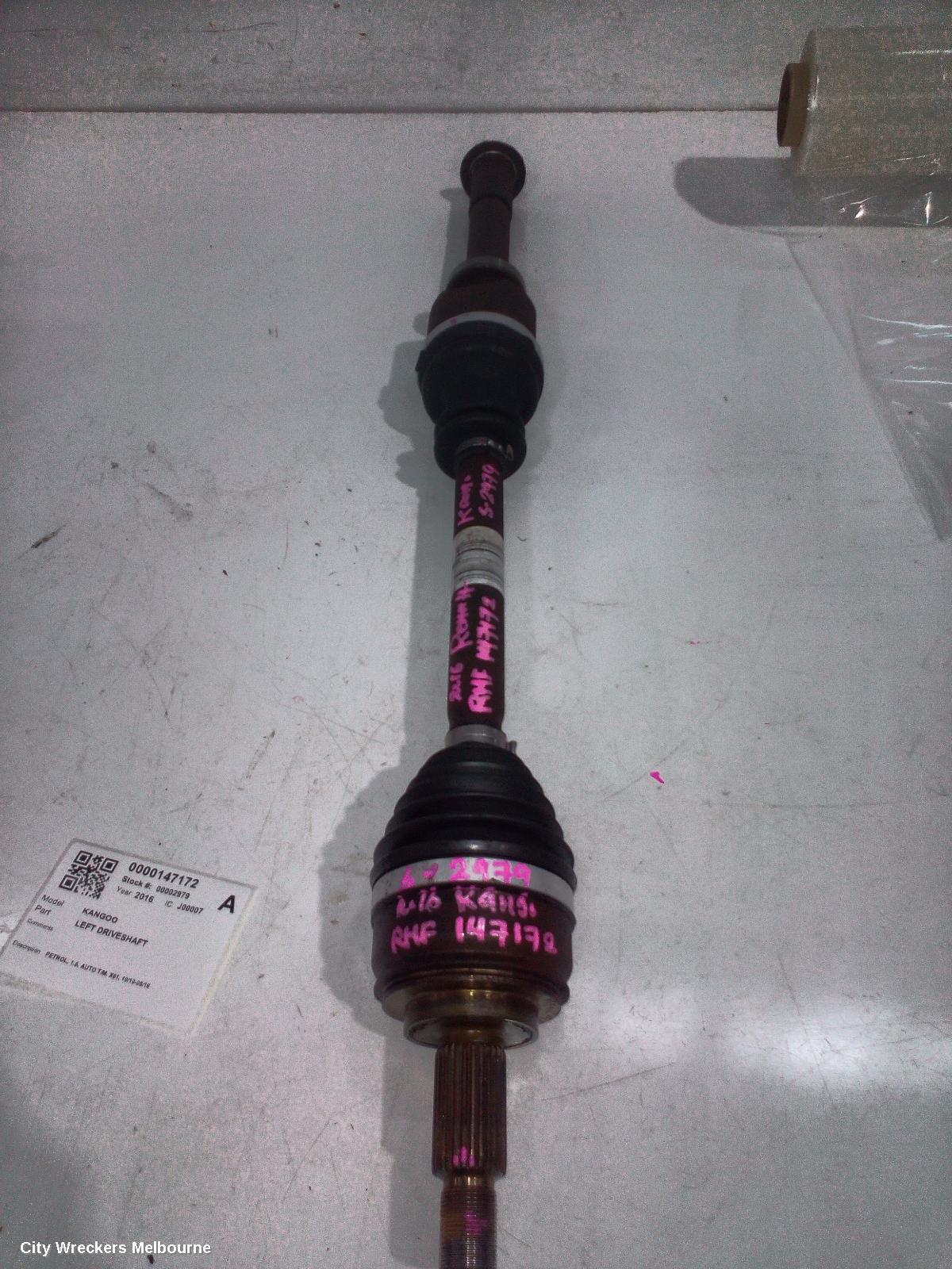 RENAULT KANGOO LEFT DRIVESHAFT, PETROL, 1.6, AUTO T/M, X61, 10/2010 - 06/2016 - Image 1