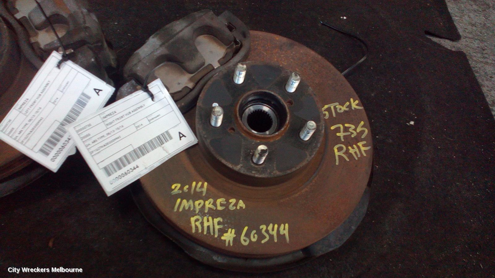 SUBARU IMPREZA RIGHT FRONT HUB ASSEMBLY, G4, ABS TYPE, 08/2013 - 10/2016 - Image 1