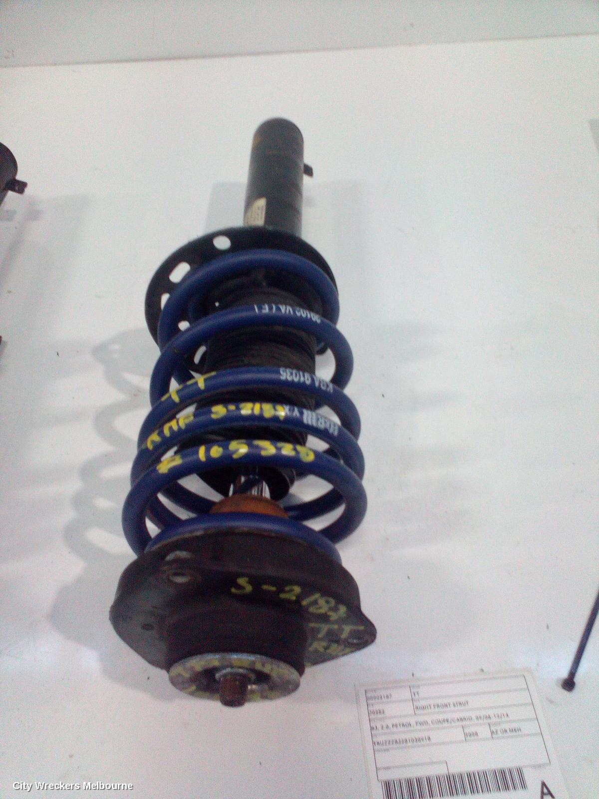 AUDI TT RIGHT FRONT STRUT, 8J, 2.0, PETROL, FWD, COUPE/CABRIO, 09/2006 - 12/2014 - Image 2