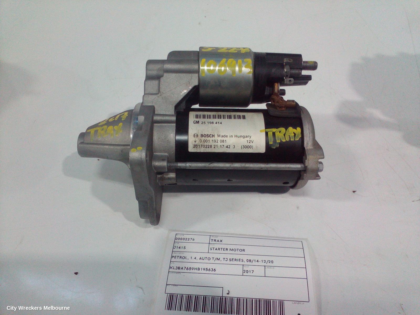 HOLDEN TRAX STARTER, PETROL, 1.4, AUTO T/M, TJ SERIES, 08/2014 - 12/2020 - Image 1