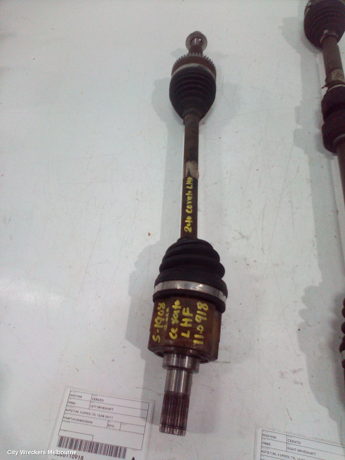 KIA CERATO LEFT DRIVESHAFT, AUTO T/M, 4 SPEED, TD, 10/2008 - 09/2011 - Image 1