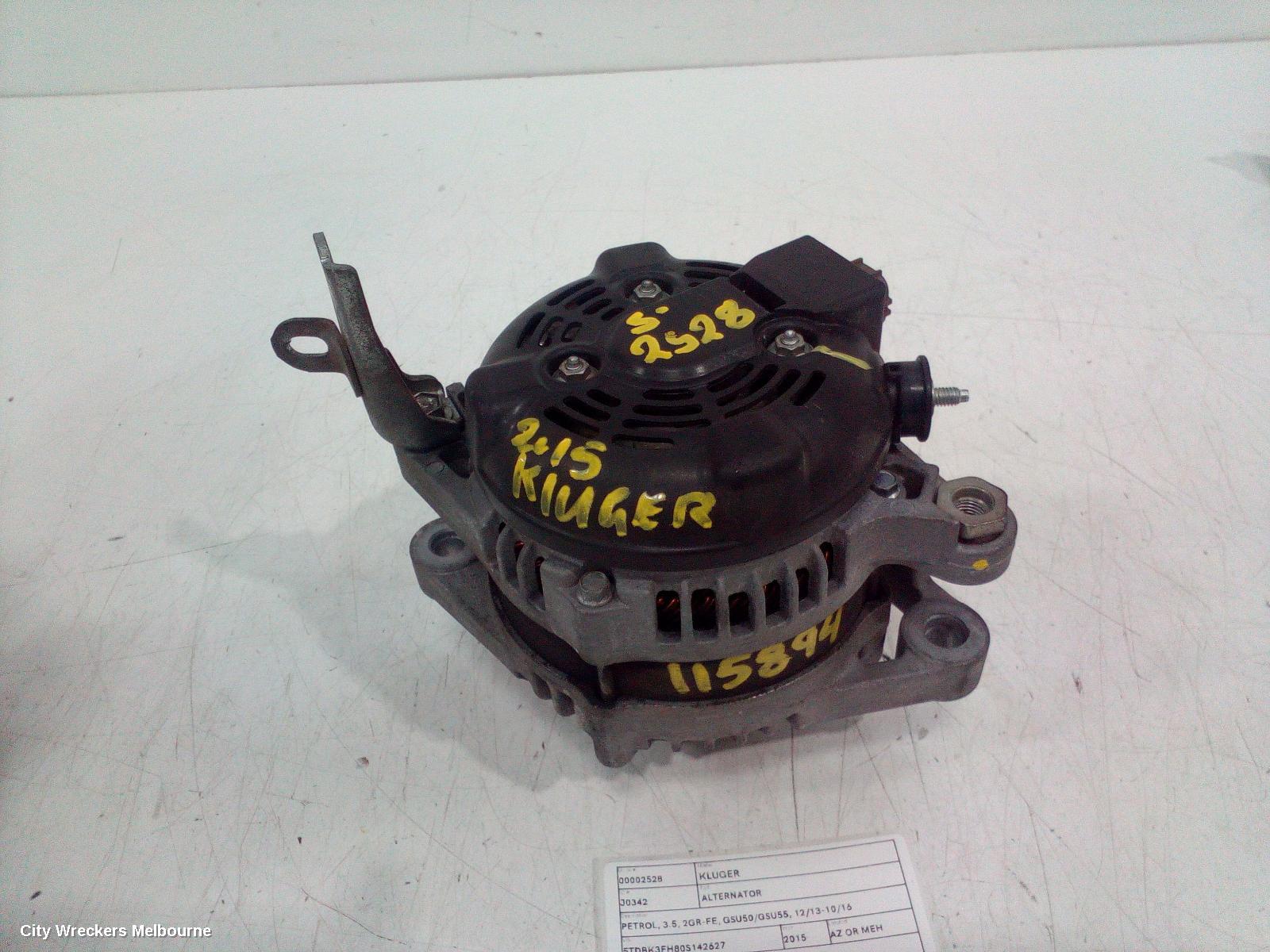 TOYOTA KLUGER ALTERNATOR, PETROL, 3.5, 2GR-FE, GSU50/GSU55, 12/2013 - 10/2016 - Image 2