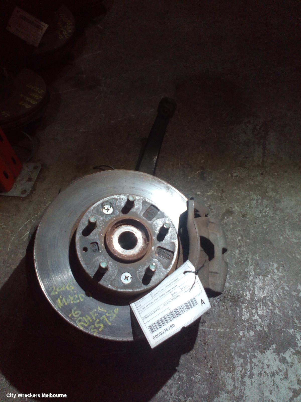 MAZDA 6 RIGHT FRONT HUB ASSEMBLY, GG/GY, PETROL, NON TURBO, 08/2002 - 02/2008 - Image 2