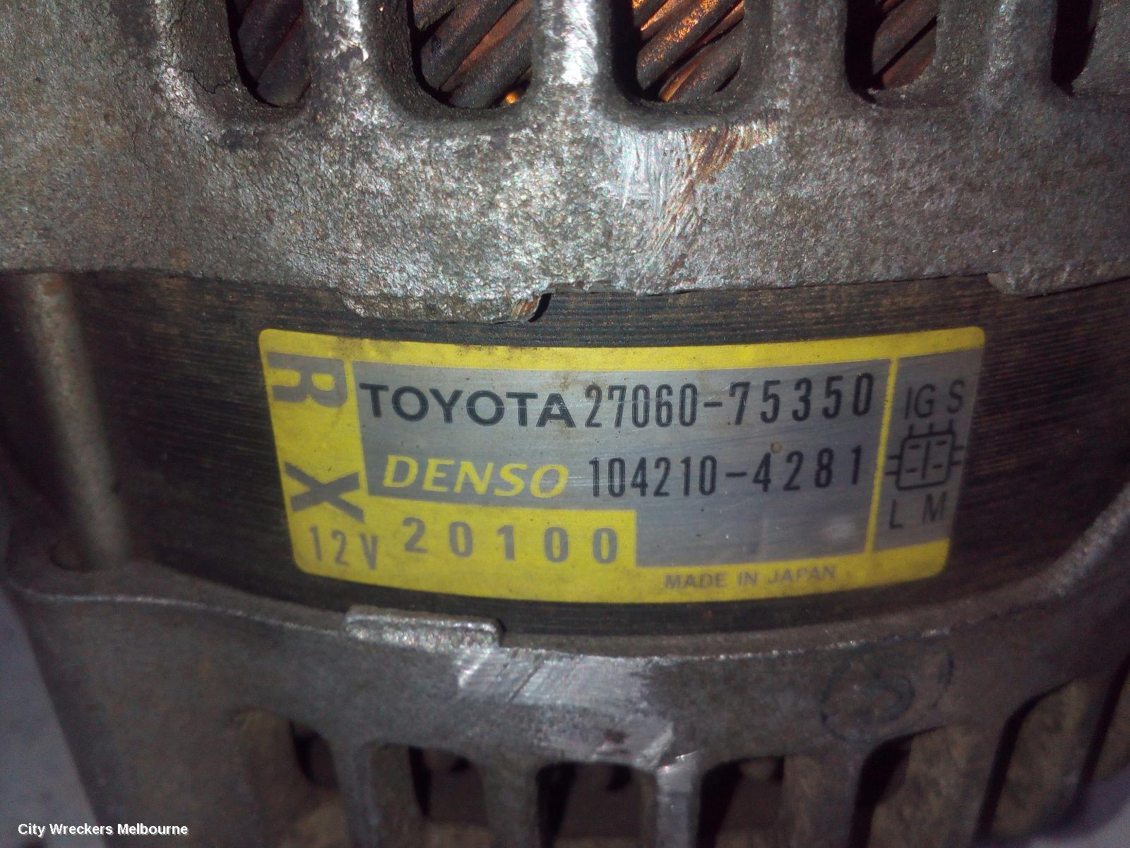 TOYOTA HIACE ALTERNATOR, PETROL, 2.7, 2TR-FE, MANUAL T/M, TRH, 03/2005 - 02/2015 - Image 2