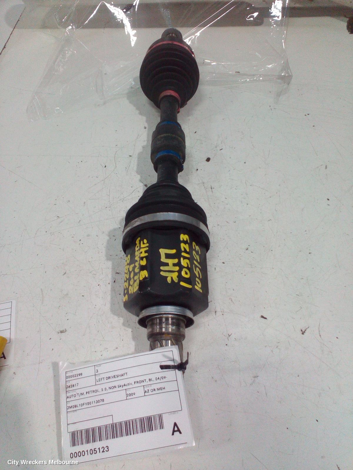 MAZDA 3 LEFT DRIVESHAFT, AUTO T/M, PETROL, 2.0, NON SKYACTIV, FRONT, BL, 04/2009 - 10/2013 - Image 2