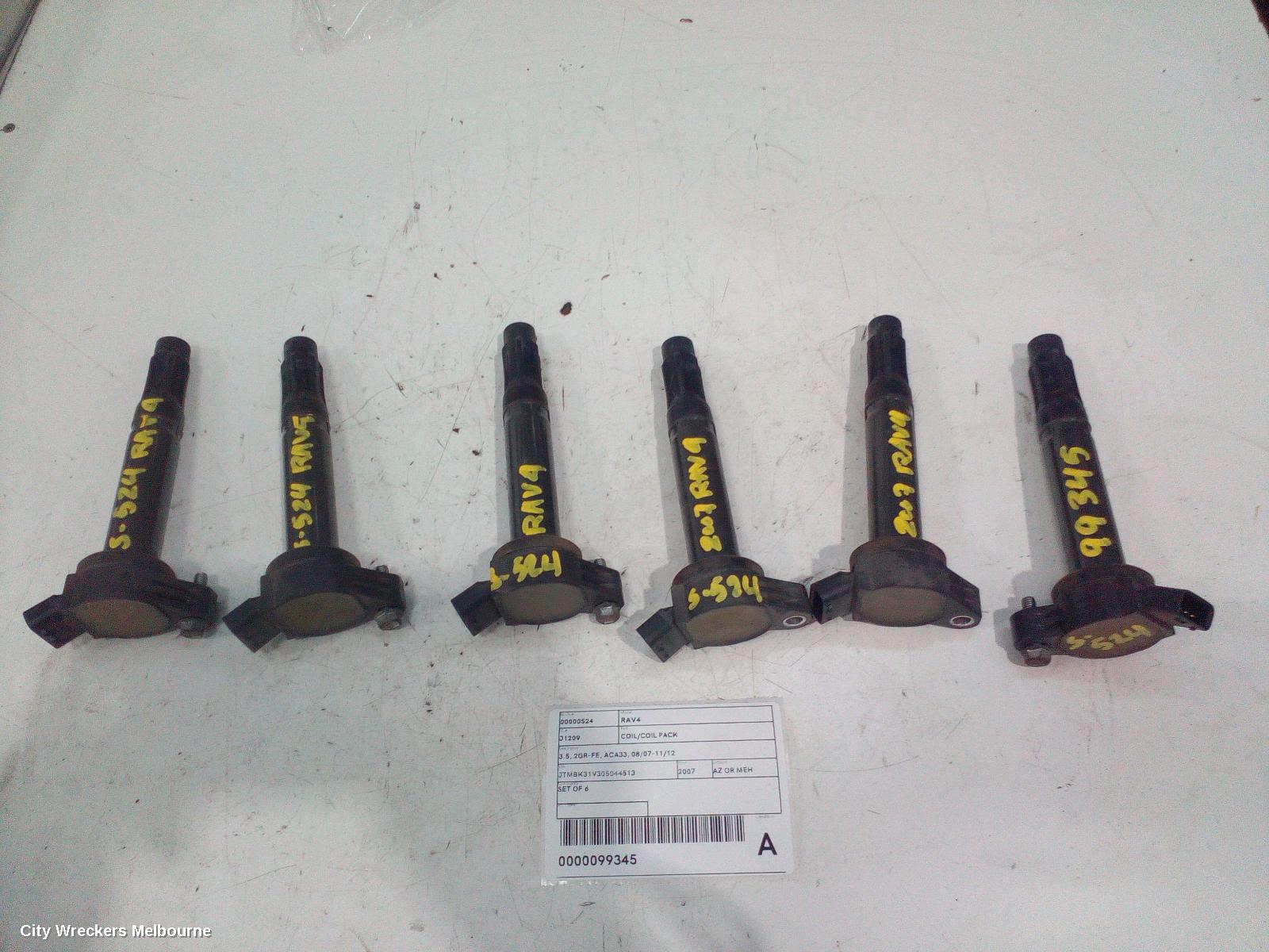 TOYOTA RAV4 COIL/COIL PACK, 3.5, 2GR-FE, ACA33, 08/2007 - 11/2012 - Image 2