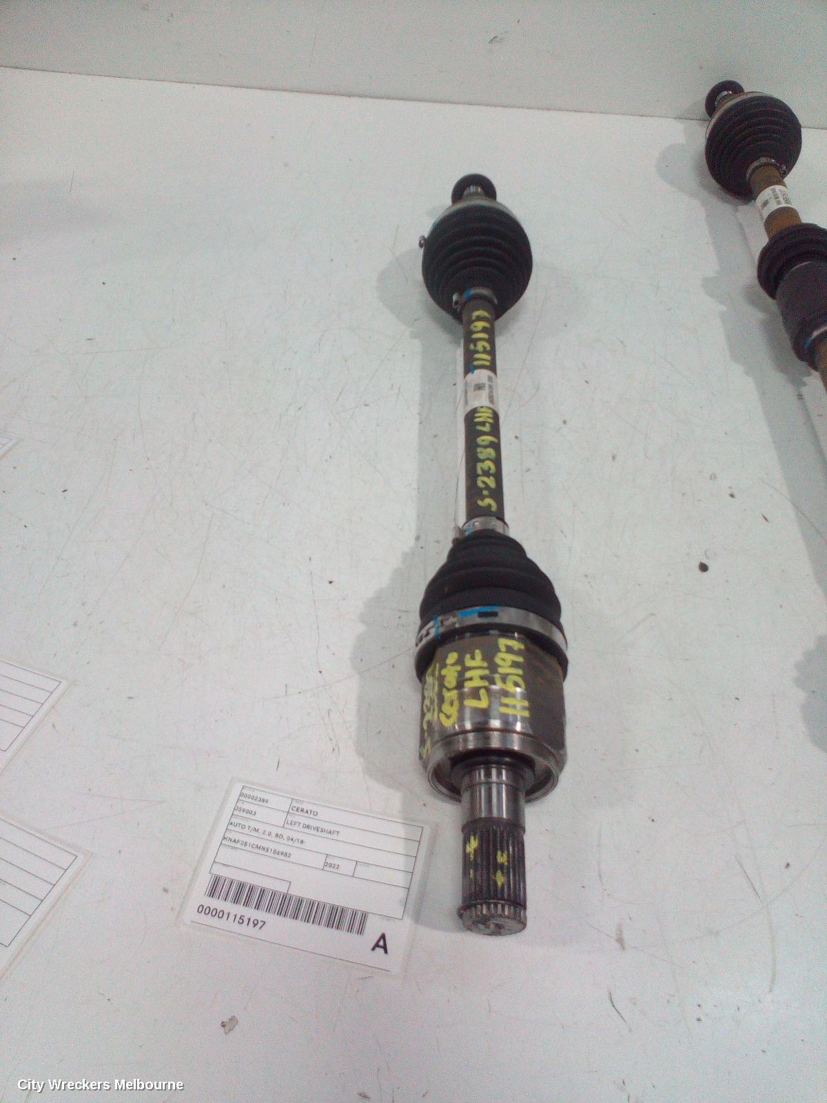 KIA CERATO LEFT DRIVESHAFT, AUTO T/M, 2.0, BD, 04/2018 ONWARDS - Image 2