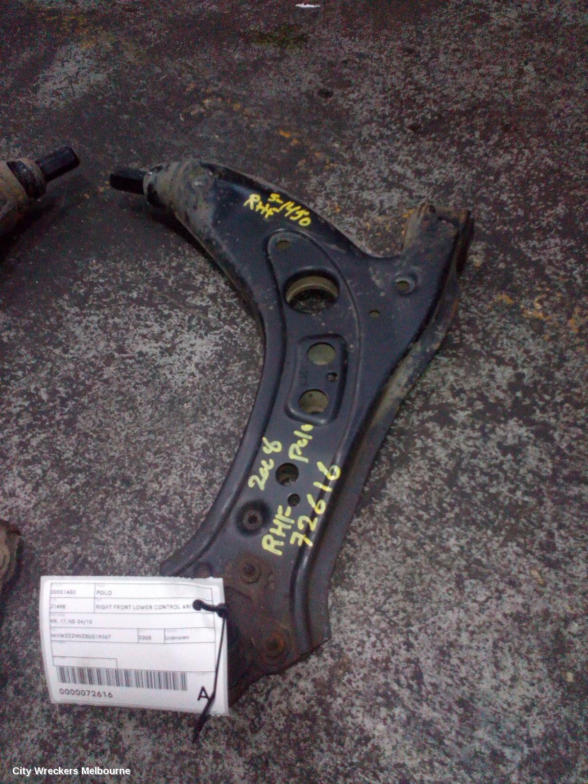 VOLKSWAGEN POLO RIGHT FRONT LOWER CONTROL ARM, 9N, 11/2005 - 04/2010 - Image 1
