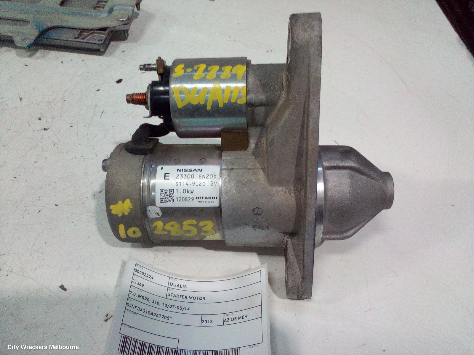 NISSAN DUALIS STARTER, 2.0, MR20, J10, 10/2007 - 05/2014 - Image 1