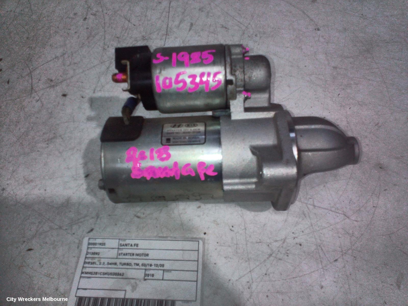 HYUNDAI SANTA FE STARTER, DIESEL, 2.2, D4HB, TURBO, TM, 03/2018 - 12/2020 - Image 3