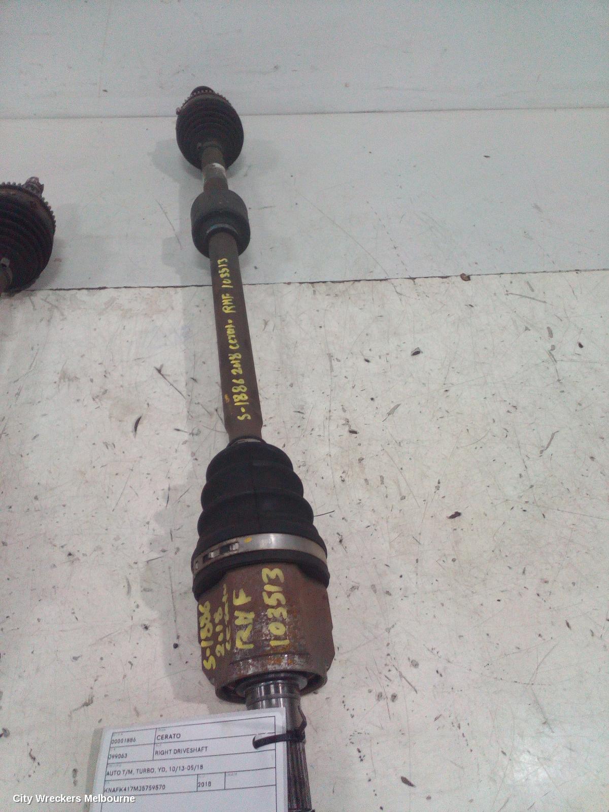 KIA CERATO RIGHT DRIVESHAFT, AUTO T/M, TURBO, YD, 10/2013 - 05/2018 - Image 2