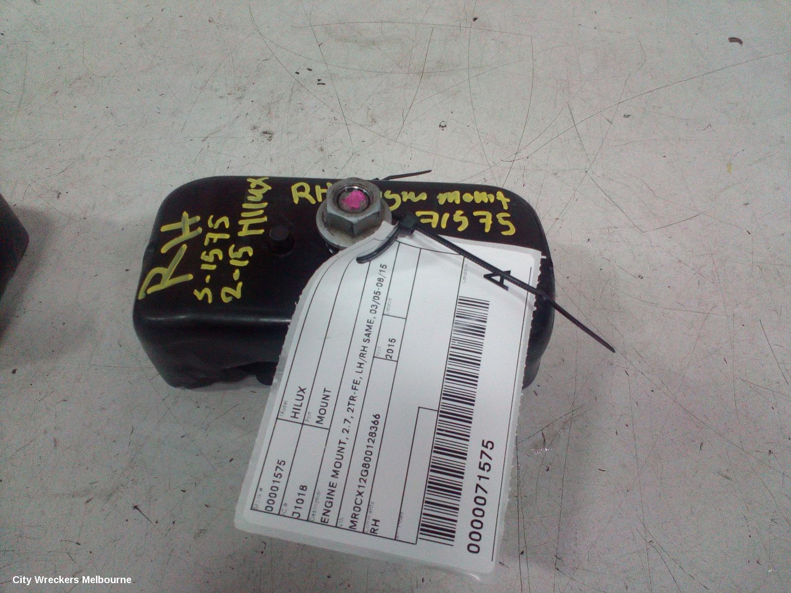 TOYOTA HILUX MOUNT, ENGINE MOUNT, 2.7, 2TR-FE, LH/RH SAME, 03/2005 - 08/2015 - Image 1
