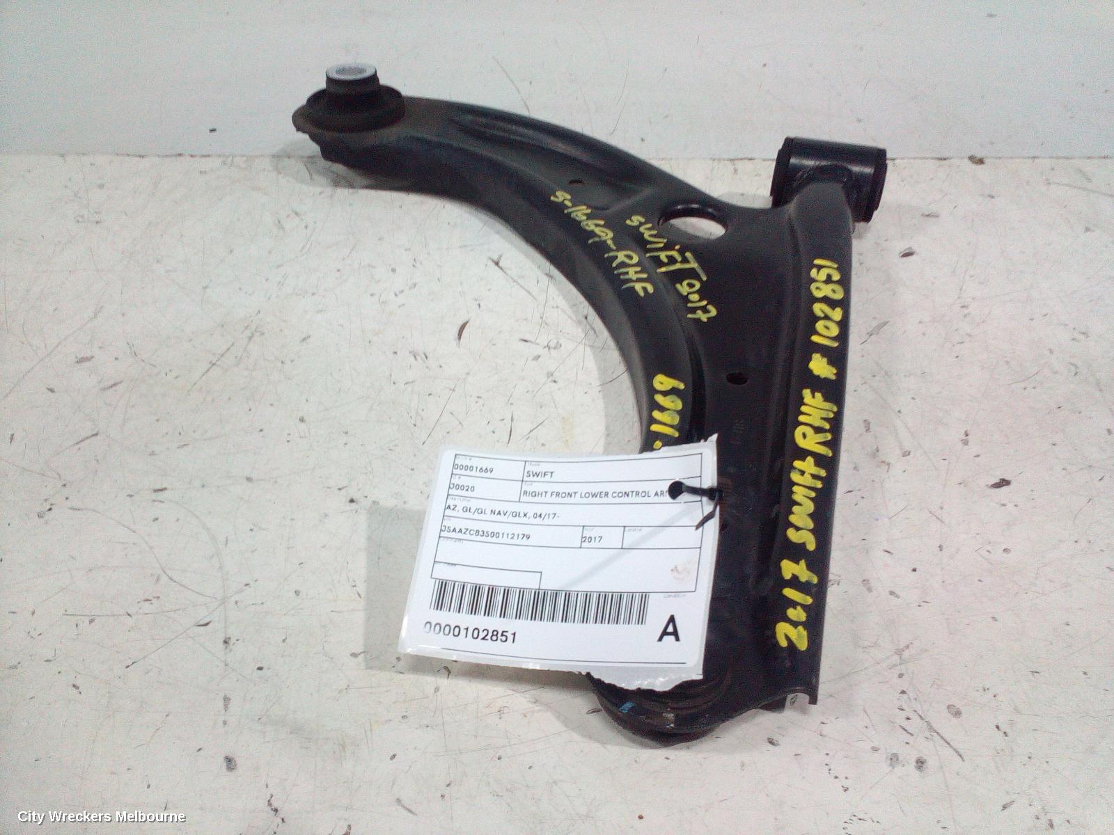 SUZUKI SWIFT RIGHT FRONT LOWER CONTROL ARM, AZ, GL/GL NAV/GLX, 04/2017 ONWARDS - Image 2