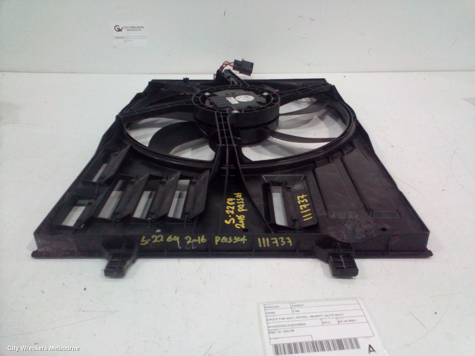 VOLKSWAGEN PASSAT FAN, SINGLE FAN ASSY, PETROL, B8/MK7, 06/2015 - 06/2021 - Image 2