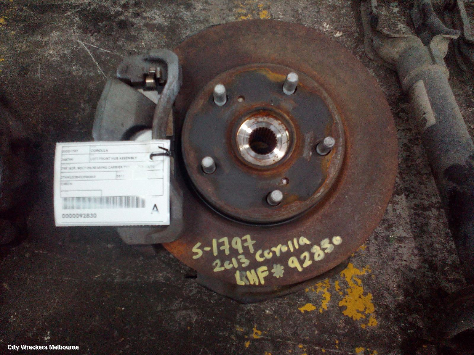 TOYOTA COROLLA LEFT FRONT HUB ASSEMBLY, ZRE182R, BOLT ON BEARING CARRIER TYPE, 10/2012 - 06/2018 - Image 2