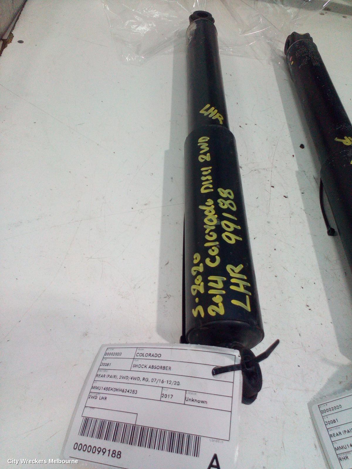 HOLDEN COLORADO SHOCK ABSORBER, REAR (PAIR), 2WD/4WD, RG, 07/2016 - 12/2020 - Image 1