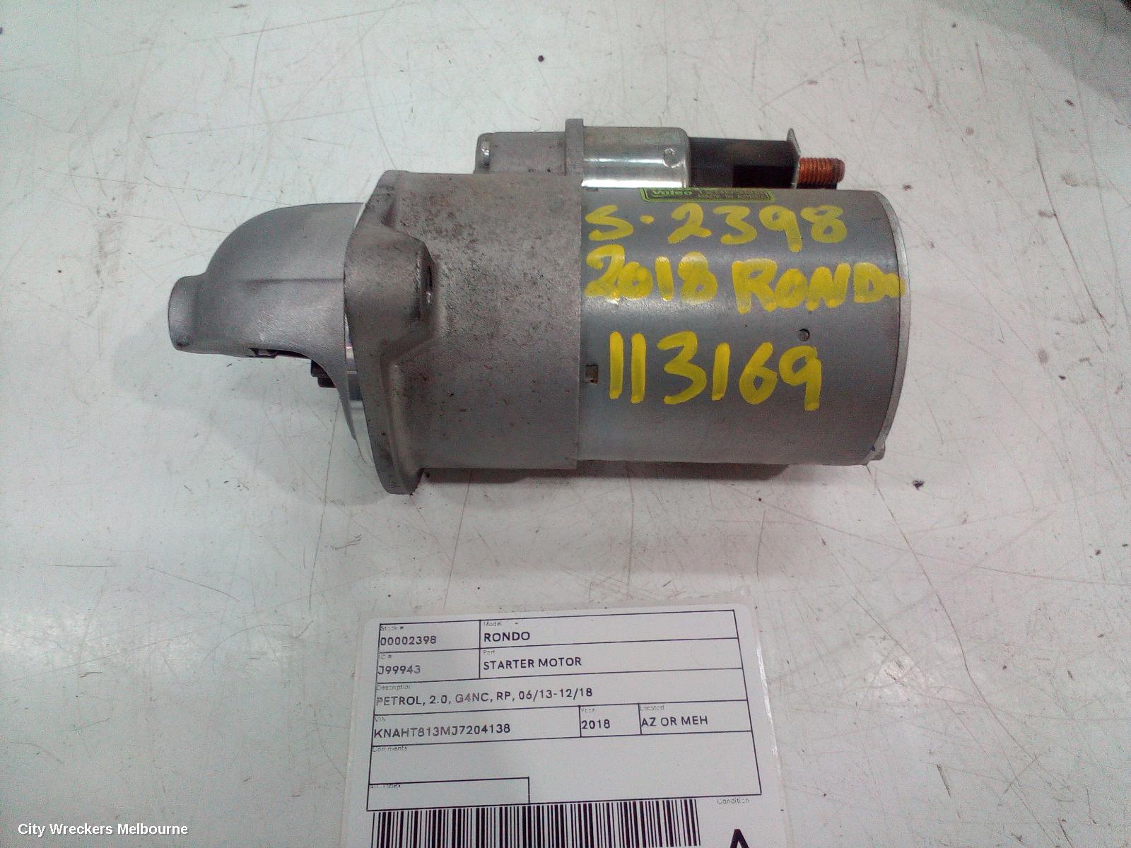 KIA RONDO STARTER, PETROL, 2.0, G4NC, RP, 06/2013 - 12/2018 - Image 1