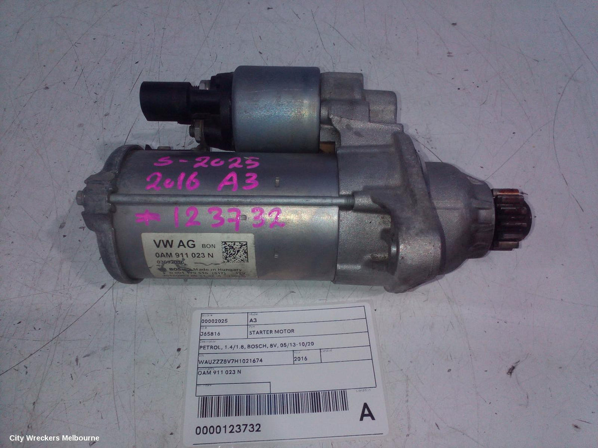AUDI A3 STARTER, PETROL, 1.4/1.8, BOSCH, 8V, 05/2013 - 10/2020 - Image 1