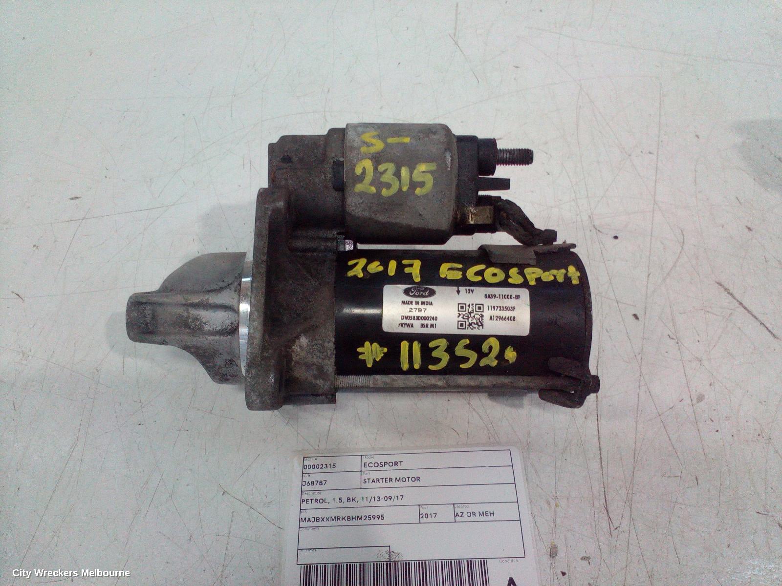 FORD ECOSPORT STARTER, PETROL, 1.5, BK, 11/2013 - 09/2017 - Image 2