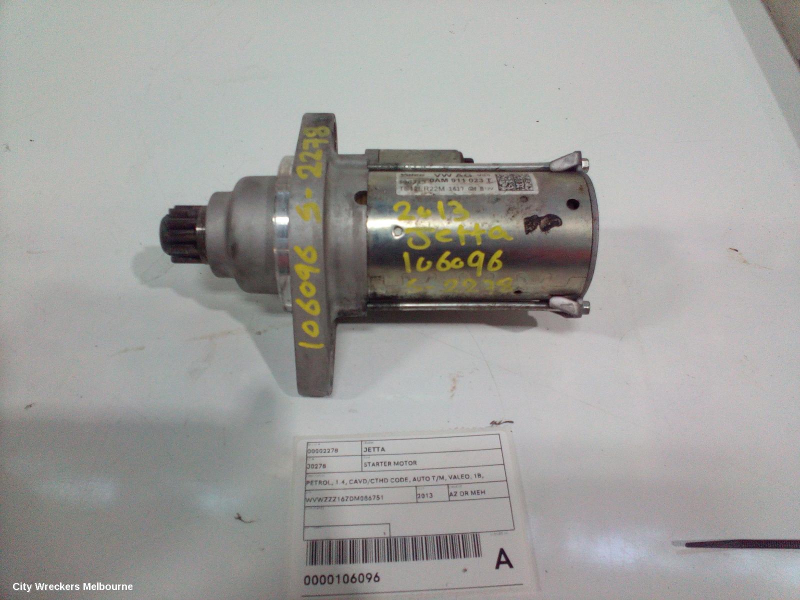 VOLKSWAGEN JETTA STARTER, PETROL, 1.4, CAVD/CTHD CODE, AUTO T/M, VALEO, 1B, 02/2011 - 12/2017 - Image 1
