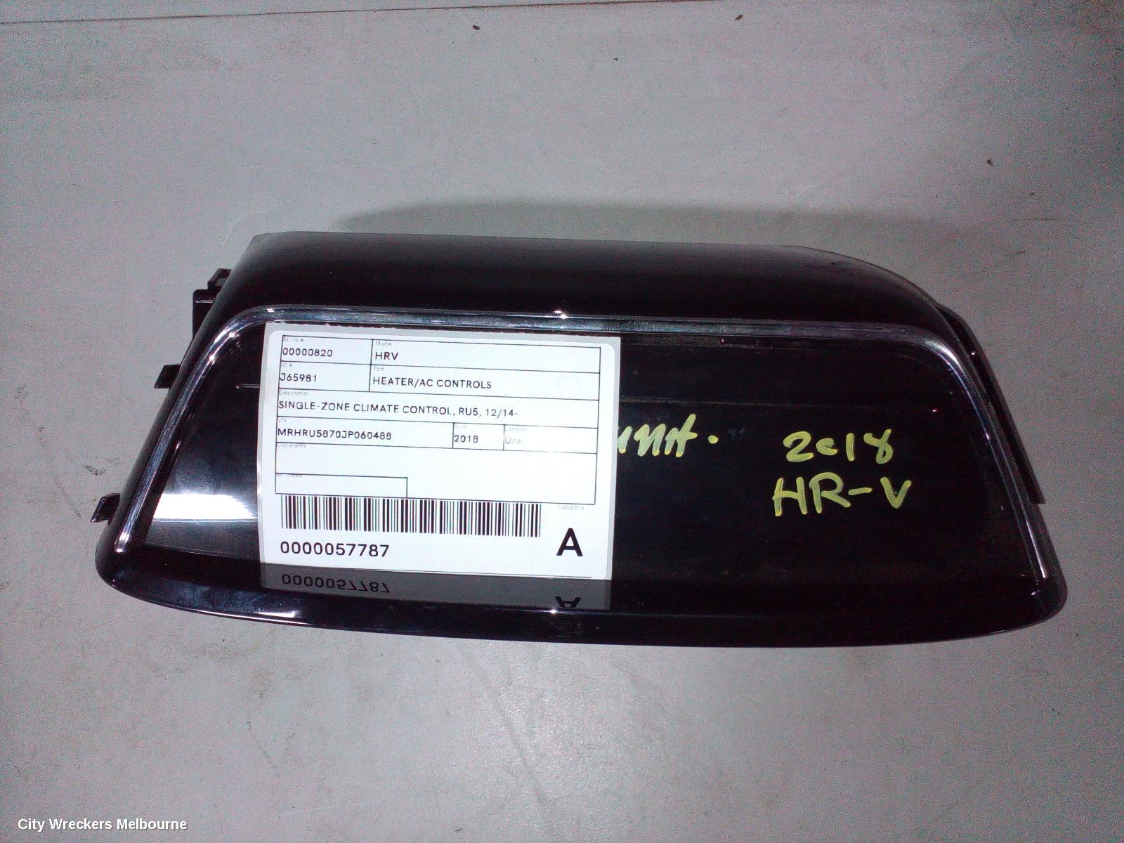 HONDA HRV HEATER/AC CONTROLS, SINGLE-ZONE CLIMATE CONTROL (1 PLUG), NON SEAT HEATING TYPE, VTI/VTI-S, RU5, 12/2014 - 10/2021 - Image 1