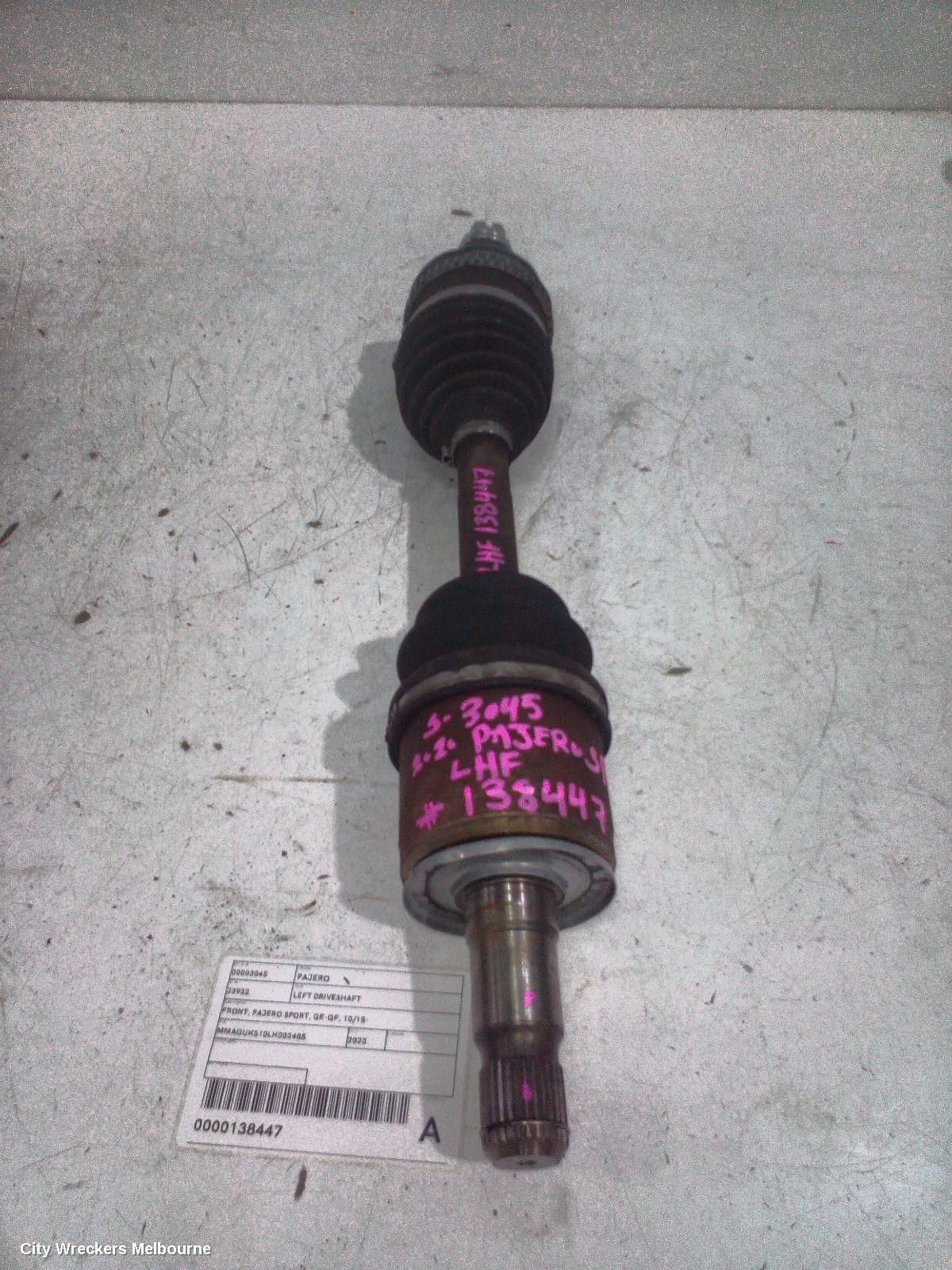 MITSUBISHI PAJERO LEFT DRIVESHAFT, FRONT, PAJERO SPORT, QE-QF, 10/2015 ONWARDS - Image 1