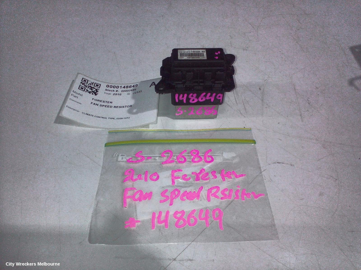 SUBARU FORESTER FAN SPEED RESISTOR, CLIMATE CONTROL TYPE, 02/2008 - 12/2012 - Image 1