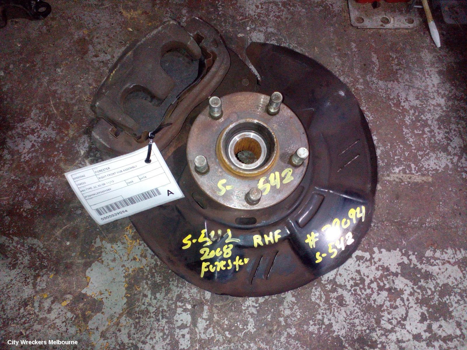 SUBARU FORESTER RIGHT FRONT HUB ASSEMBLY, ABS TYPE, SH/SJ, 02/2008 - 11/2013 - Image 1