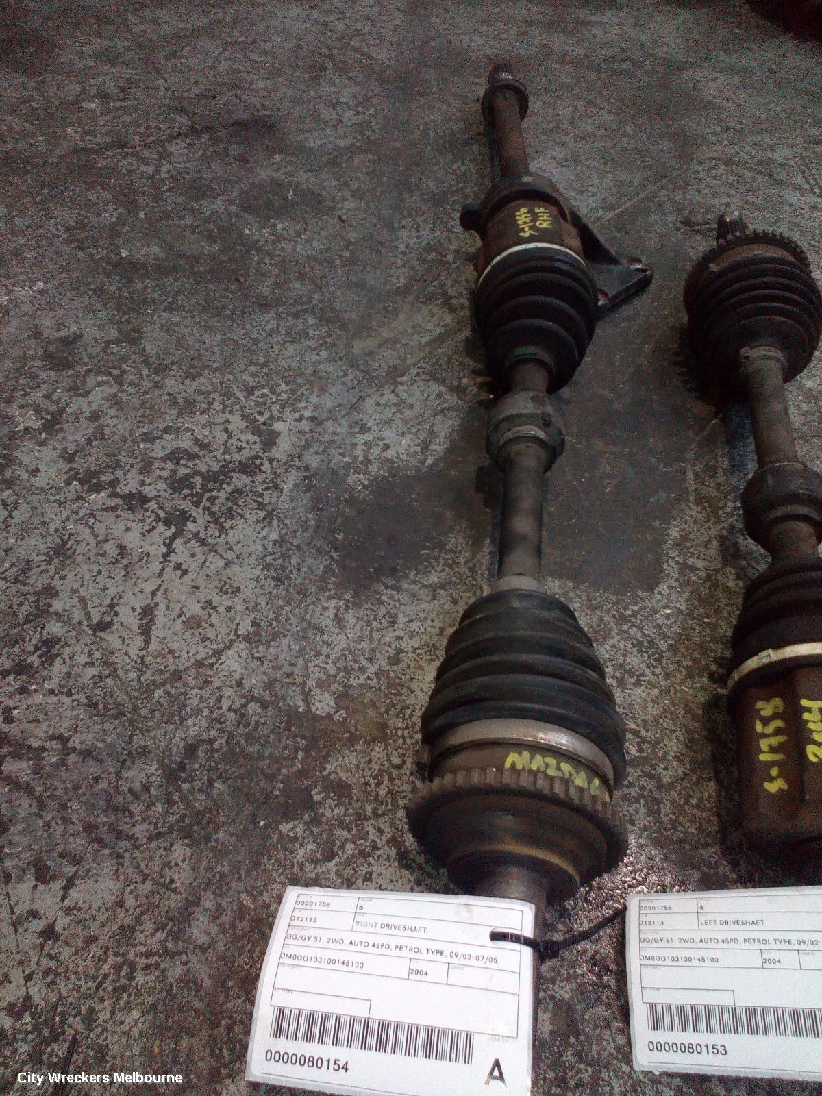MAZDA 6 RIGHT DRIVESHAFT, GG/GY S1, 2WD, AUTO 4SPD, PETROL TYPE, 09/2002 - 07/2005 - Image 1