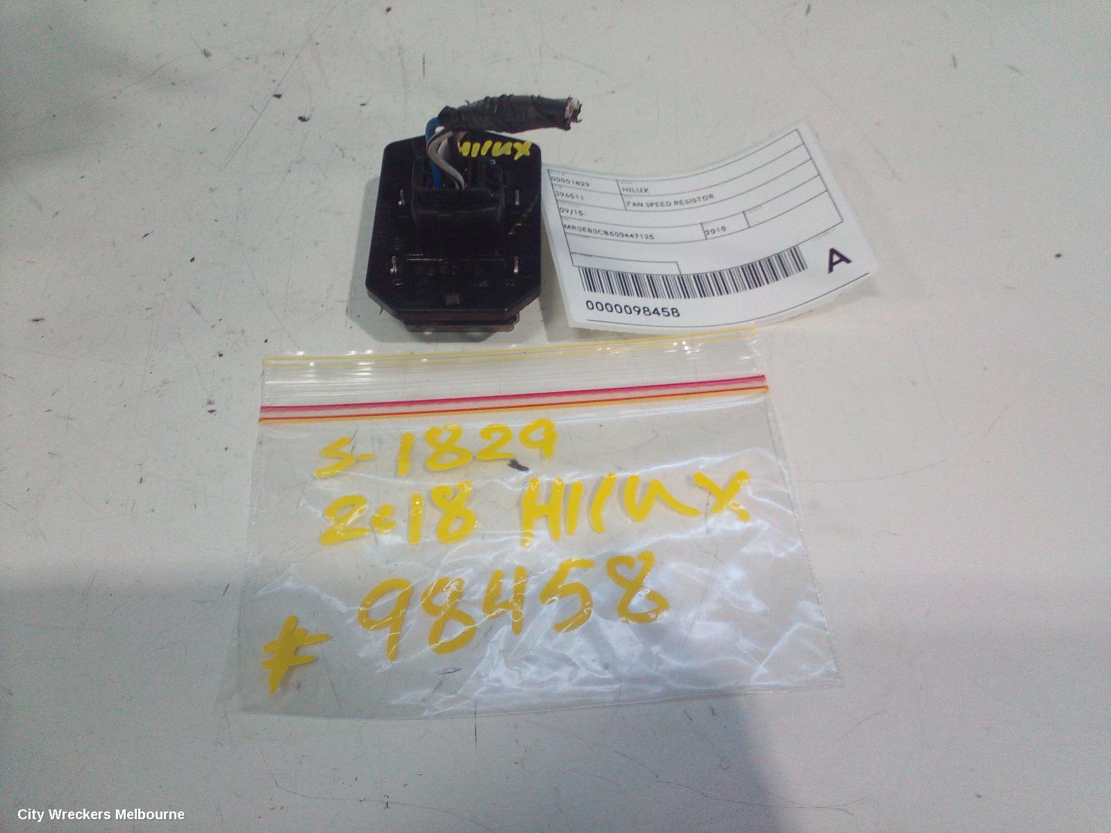 TOYOTA HILUX FAN SPEED RESISTOR, NON CLIMATE CONTROL TYPE, 06/2015 ONWARDS - Image 1