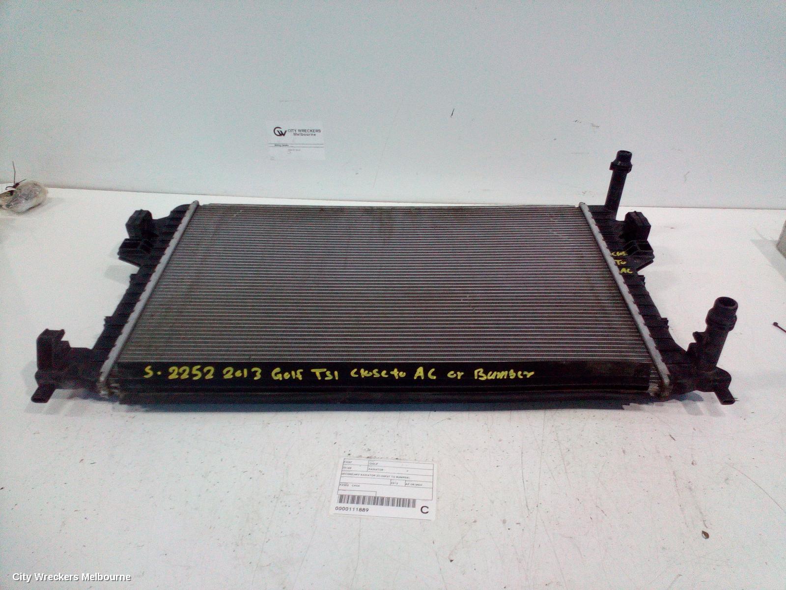 VOLKSWAGEN GOLF RADIATOR, SECONDARY RADIATOR (CLOSEST TO BUMPER), AUTO/MANUAL, 1.4, PETROL, GEN 7, 12/2012 - 08/2020 - Image 1