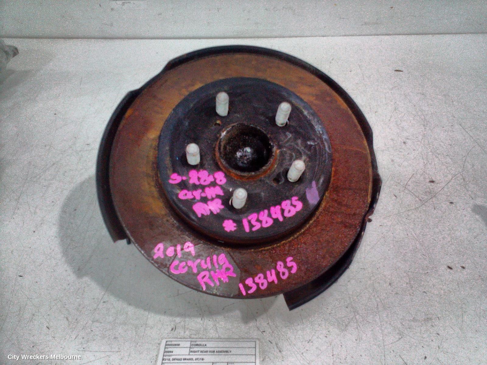TOYOTA COROLLA RIGHT REAR HUB ASSEMBLY, E210, DENSO BRAND, 07/2018 ONWARDS - Image 1