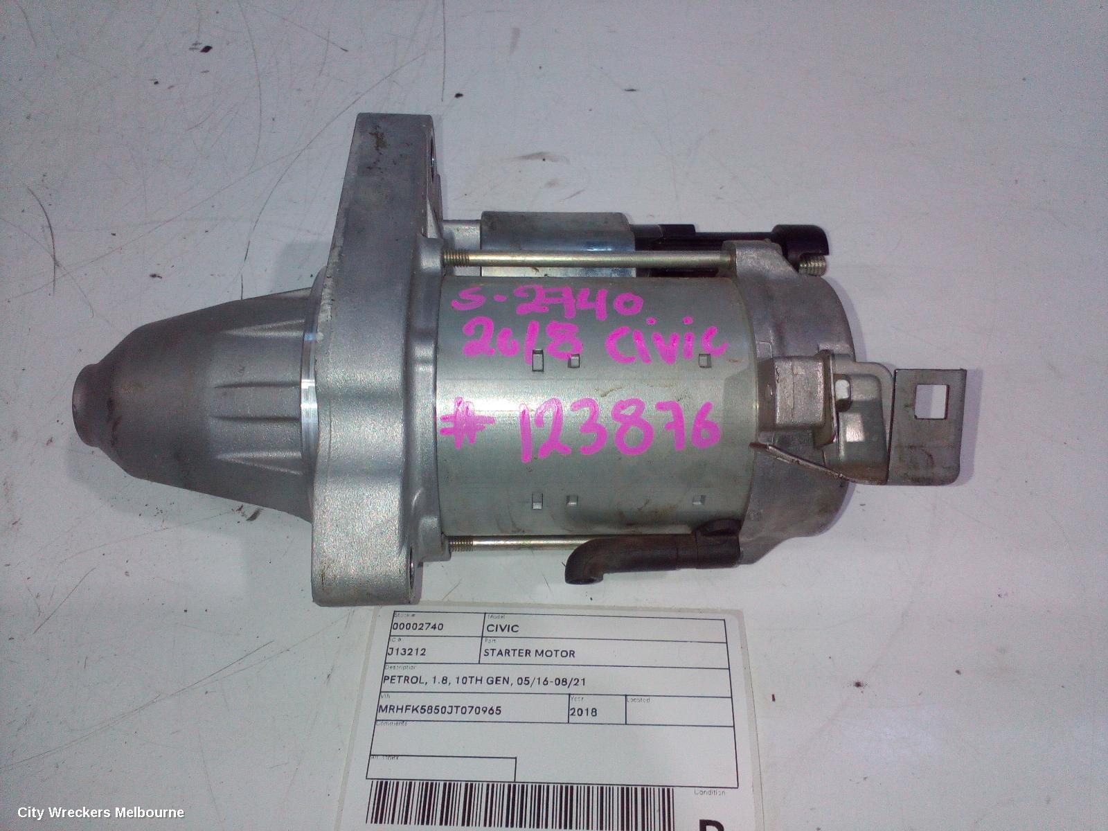 HONDA CIVIC STARTER, PETROL, 1.8, 10TH GEN, 05/2016 - 08/2021 - Image 1