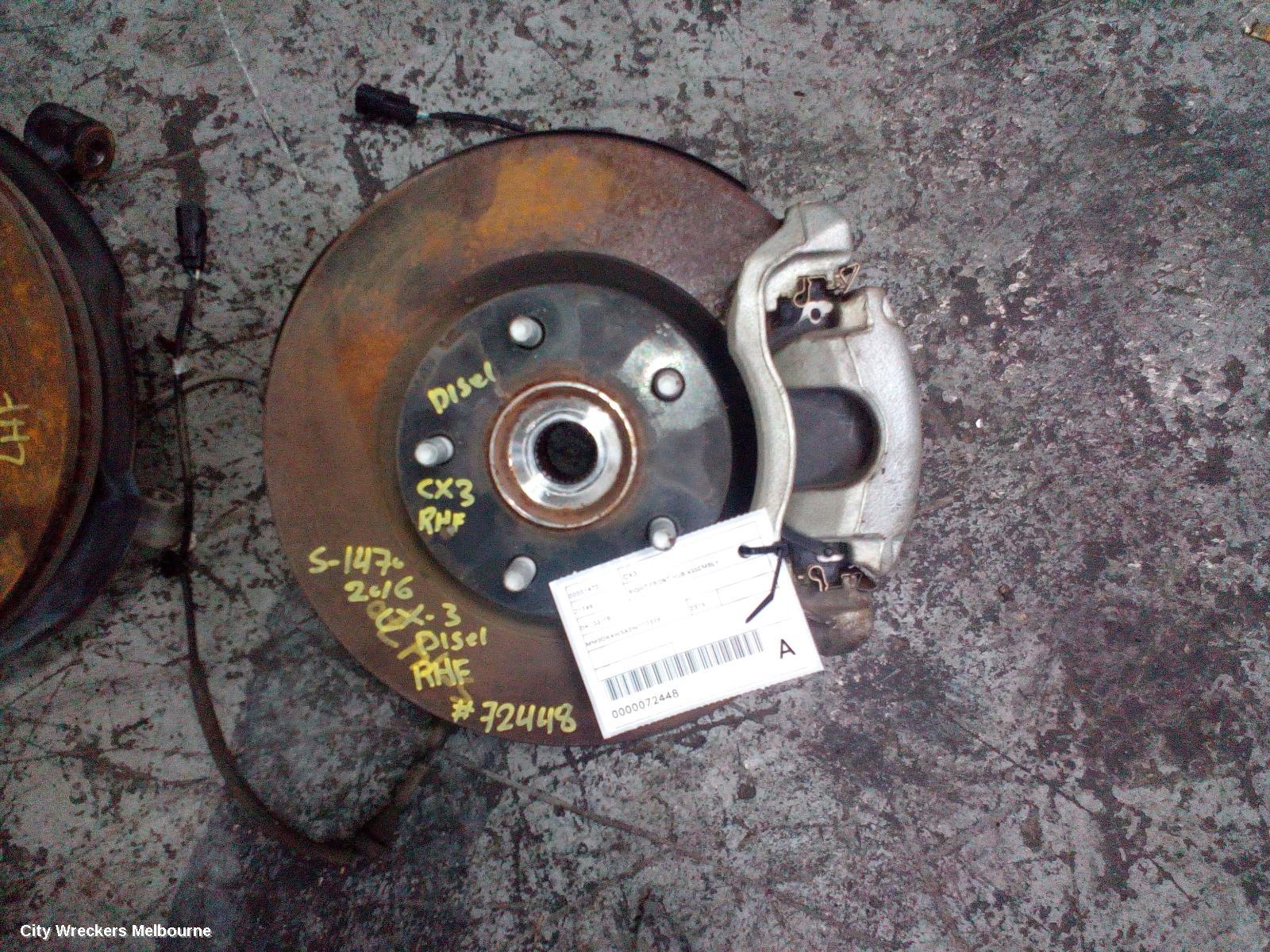 MAZDA CX3 RIGHT FRONT HUB ASSEMBLY, DK, 03/2015 ONWARDS - Image 1