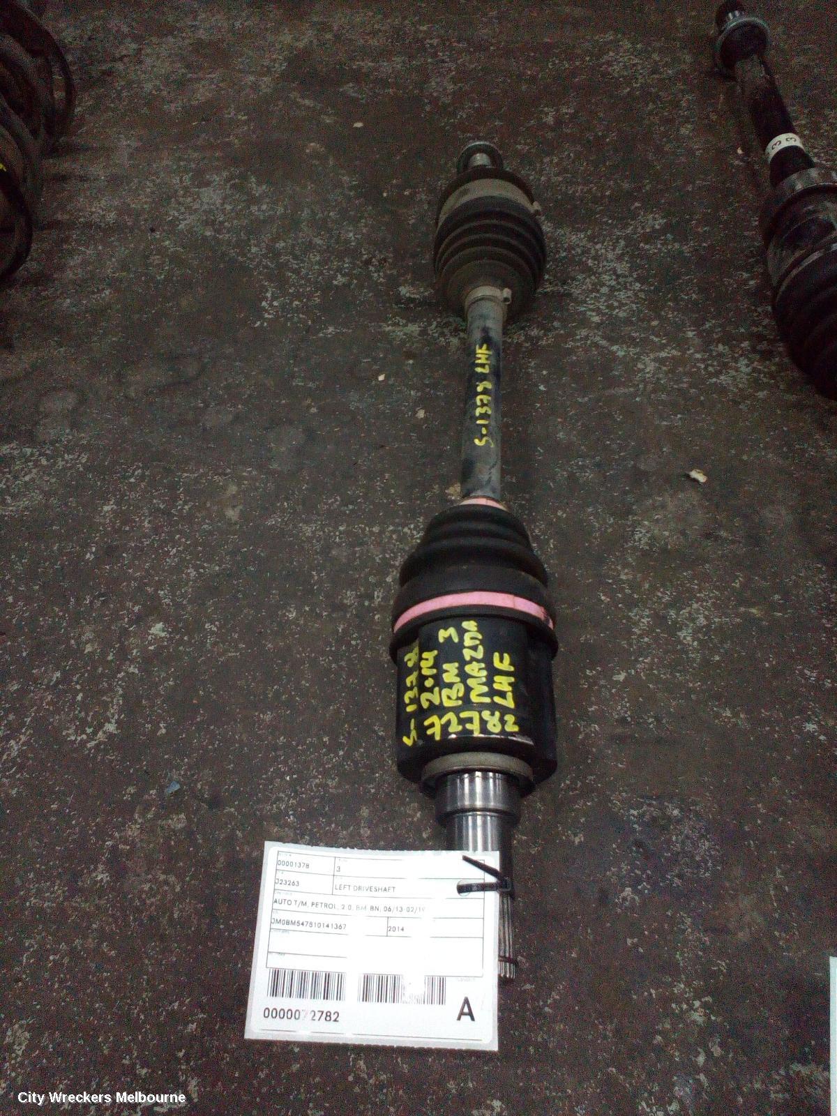MAZDA 3 LEFT DRIVESHAFT, AUTO T/M, PETROL, 2.0, BM-BN, 06/2013 - 02/2019 - Image 1