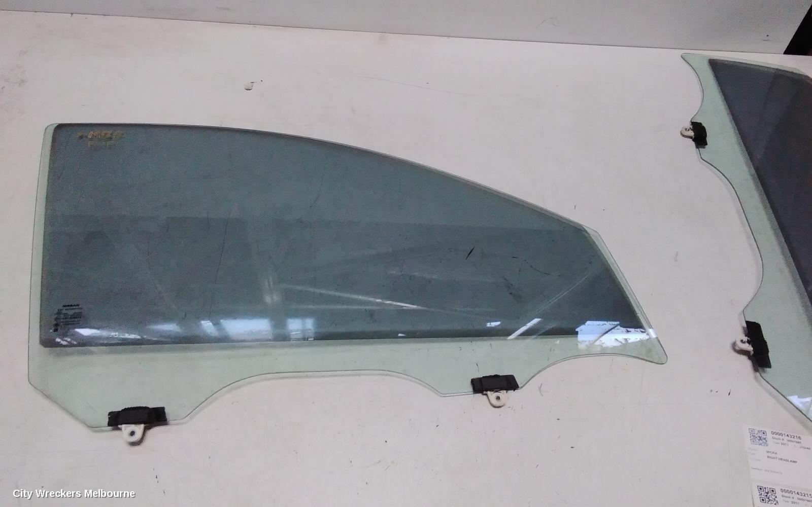 NISSAN MICRA RIGHT FRONT DOOR WINDOW, K13, 11/2010 ONWARDS - Image 2