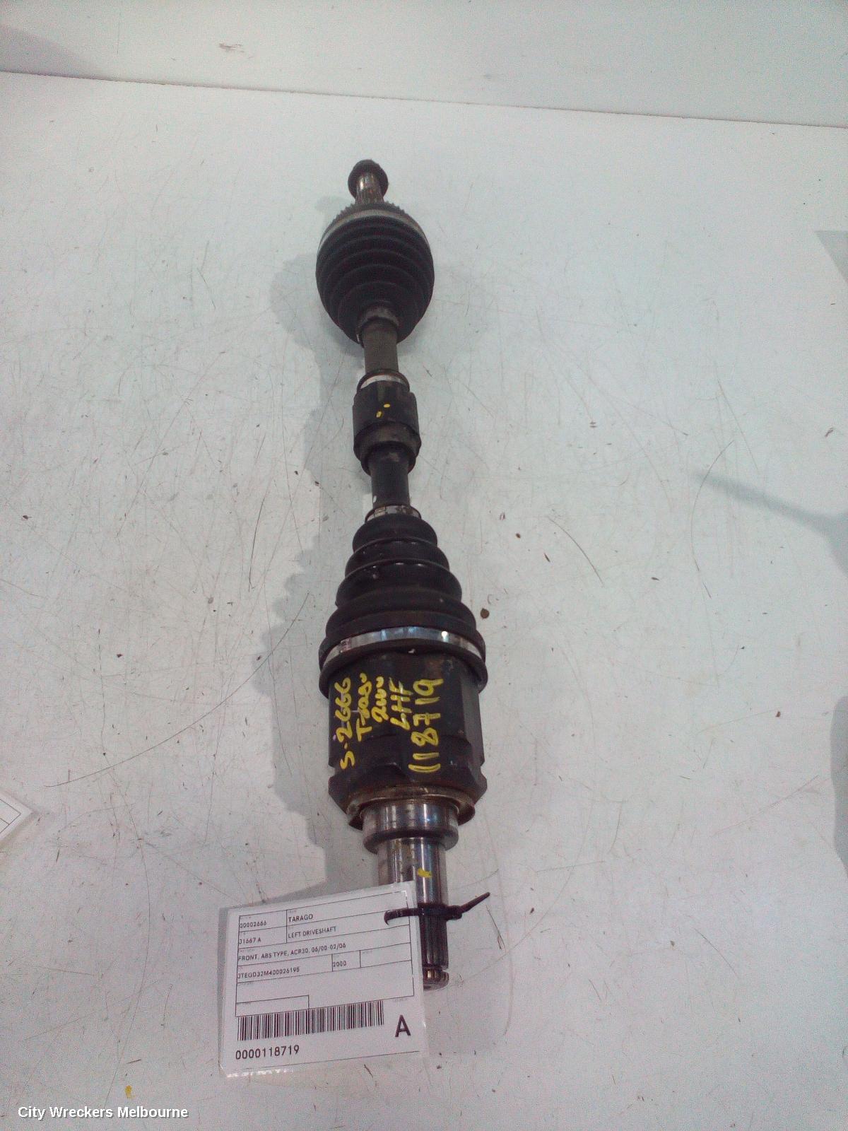 TOYOTA TARAGO LEFT DRIVESHAFT, FRONT, ABS TYPE, ACR30, 06/2000 - 02/2006 - Image 2