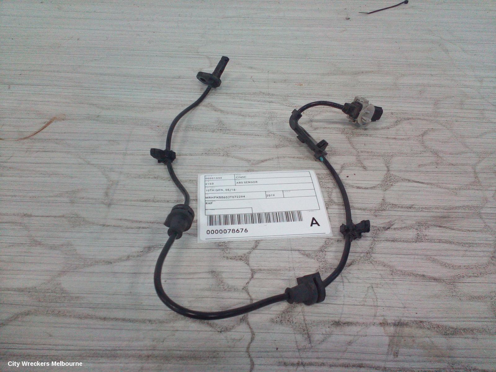 HONDA CIVIC ABS SENSOR, 10TH GEN, RH FRONT, 05/2016 - 08/2021 - Image 1