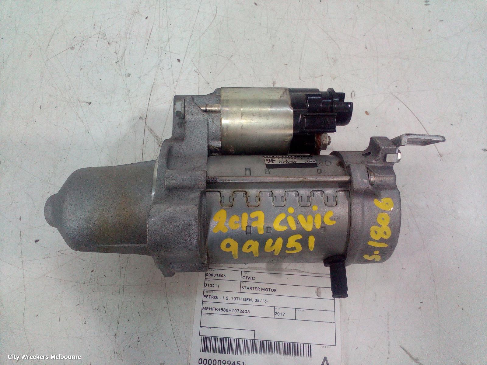 HONDA CIVIC STARTER, PETROL, 1.5, 10TH GEN, 05/2016 ONWARDS - Image 2