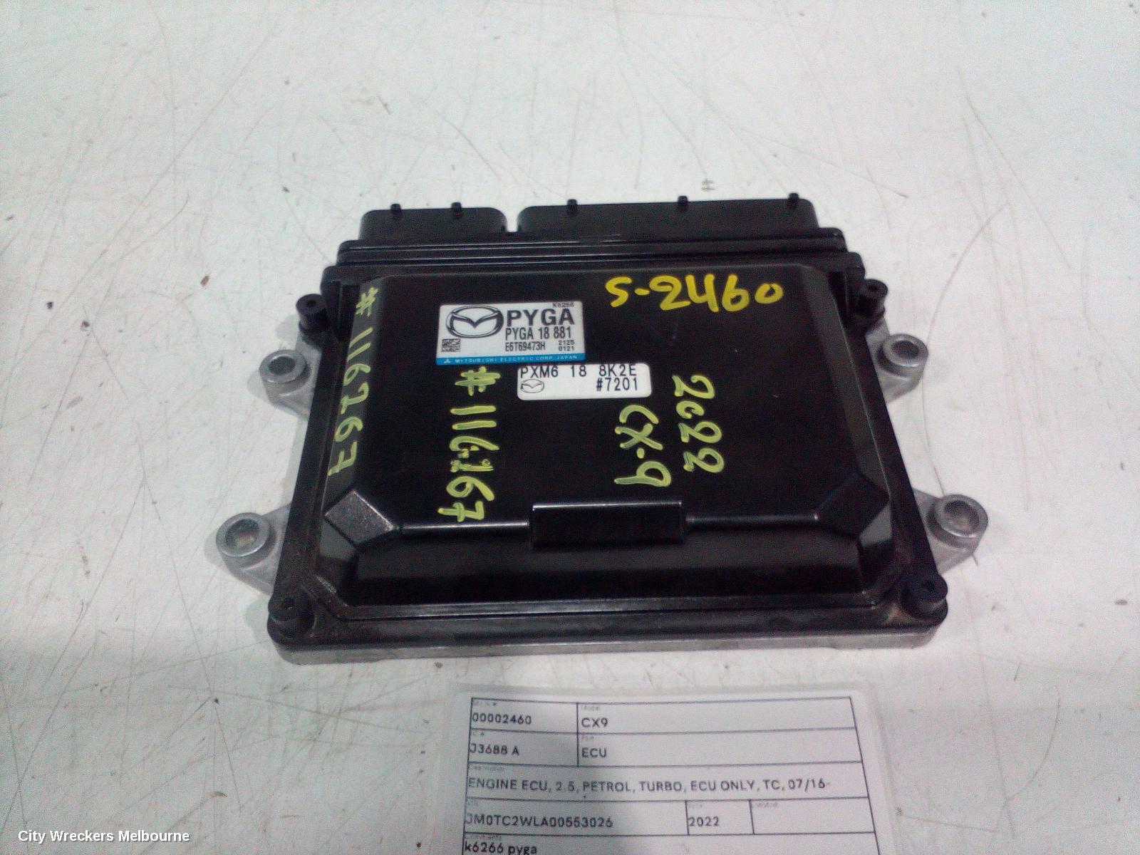 MAZDA CX9 ECU, ENGINE ECU, 2.5, PETROL, TURBO, ECU ONLY, TC, 07/2016 ONWARDS - Image 1