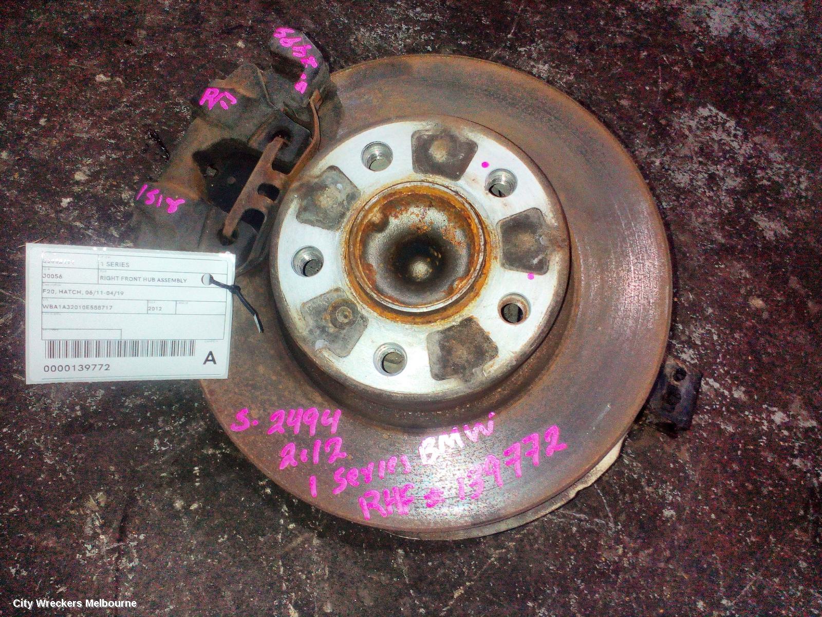 BMW 1 SERIES RIGHT FRONT HUB ASSEMBLY, F20, HATCH, 06/2011 - 04/2019 - Image 2