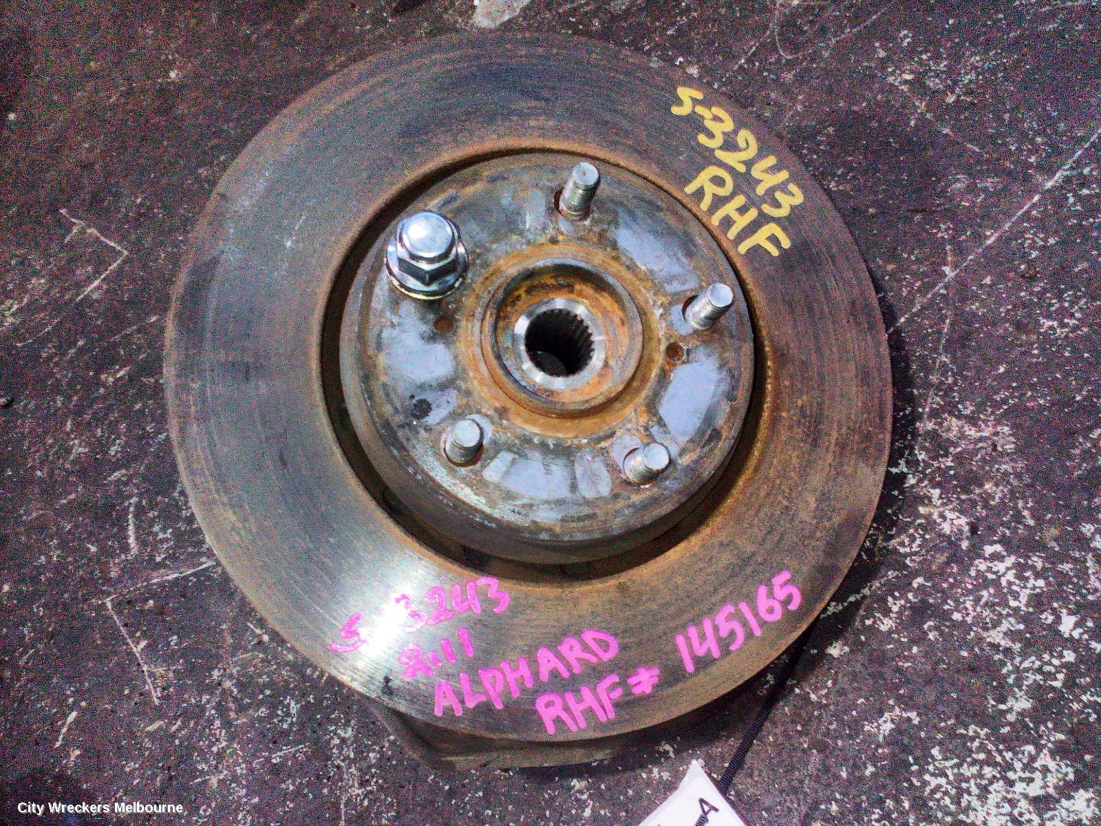 TOYOTA ALPHARD RIGHT FRONT HUB ASSEMBLY, 20 SERIES, 08-15 (IMPORT) - Image 2
