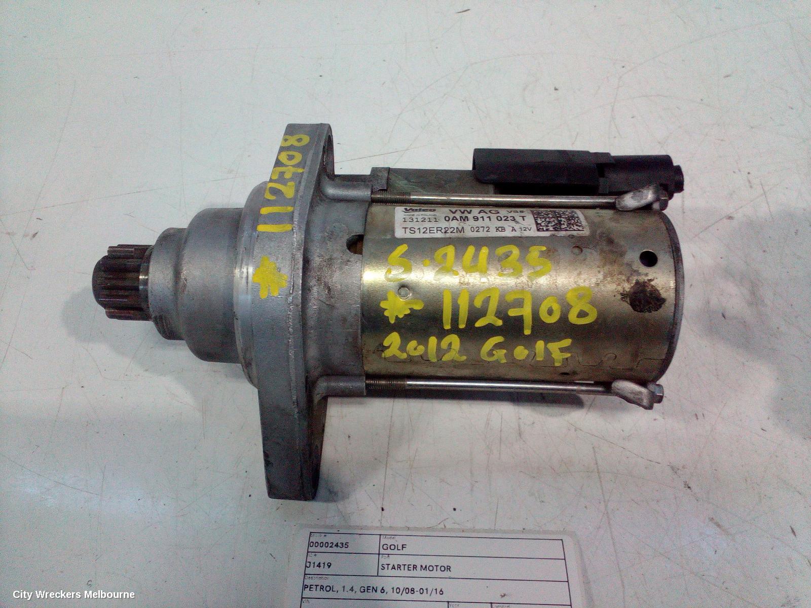 VOLKSWAGEN GOLF STARTER, PETROL, 1.4, GEN 6, 10/2008 - 01/2016 - Image 1