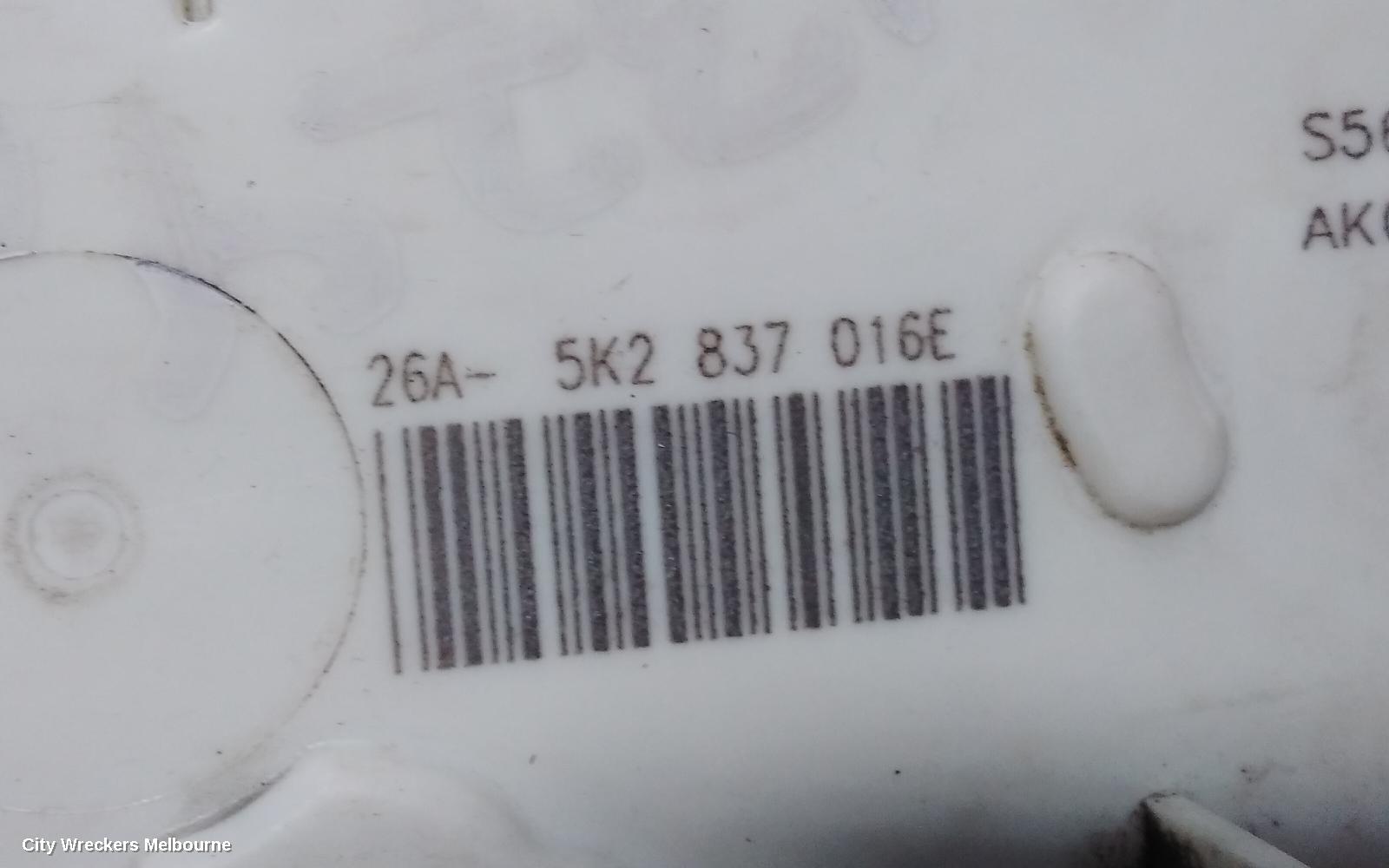 VOLKSWAGEN POLO DOOR/BOOT/GATE LOCK, RIGHT FRONT DOOR LOCK, 6R, P/N 5K2837016E, 05/2010 - 09/2017 - Image 2