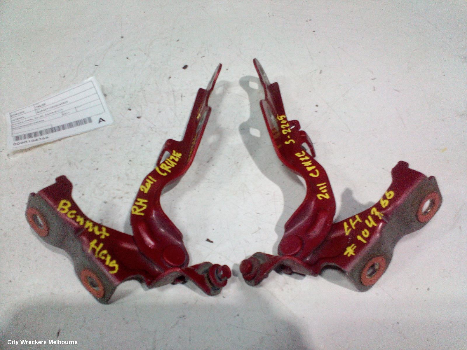 HOLDEN CRUZE BONNET HINGE/STRUT, HINGES (PAIR), JG-JH, 03/2009 - 01/2017 - Image 1