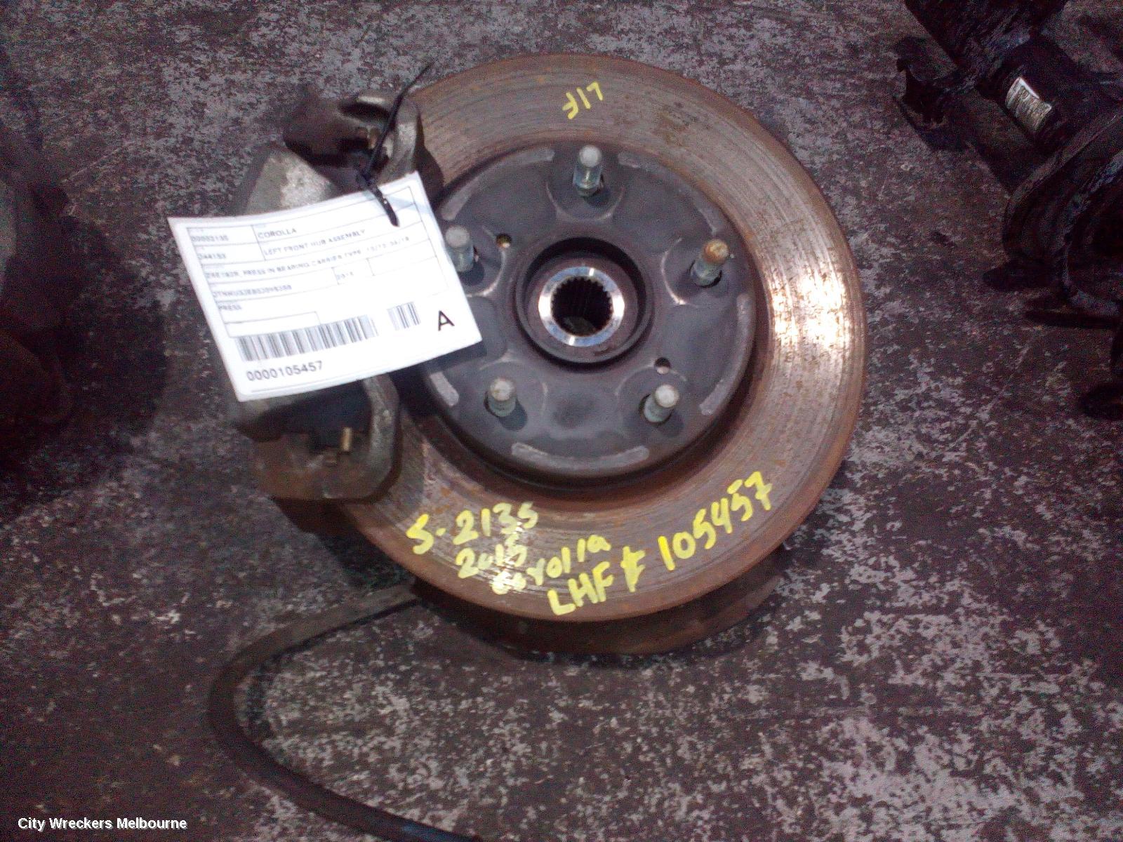 TOYOTA COROLLA LEFT FRONT HUB ASSEMBLY, ZRE182R, PRESS IN BEARING CARRIER TYPE, 10/2012 - 06/2018 - Image 2