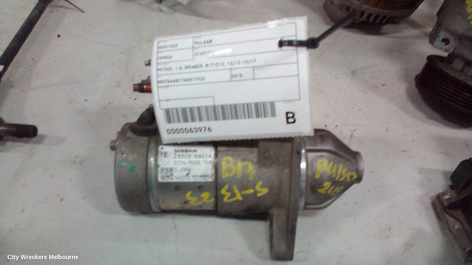 NISSAN PULSAR STARTER, PETROL, 1.8, MRA8DE, B17/C12, 12/2012 - 12/2017 - Image 2