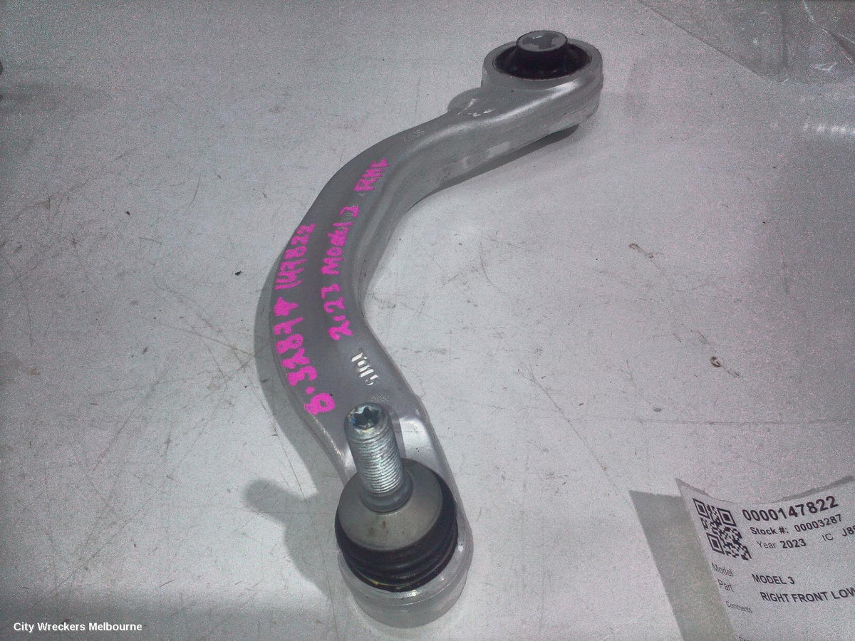 TESLA MODEL 3 RIGHT FRONT LOWER CONTROL ARM, REAR (CURVED), 1ST GEN, 06/2019 ONWARDS - Image 1